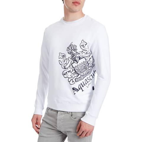 Aquascutum White Cotton Side Crest Logo Sweatshirt