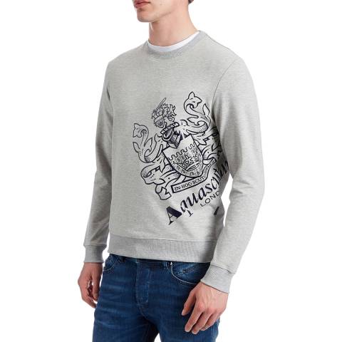 Aquascutum Grey Cotton Side Crest Logo Sweatshirt