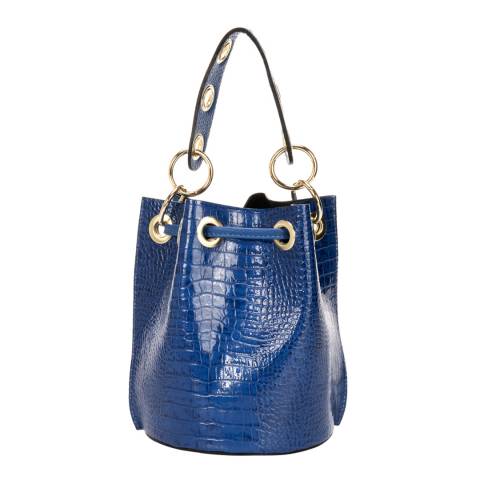 Markese Blue Leather Bucket Bag