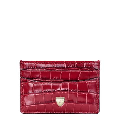 Aspinal of London Red Croc Small Slim Credit Card Case