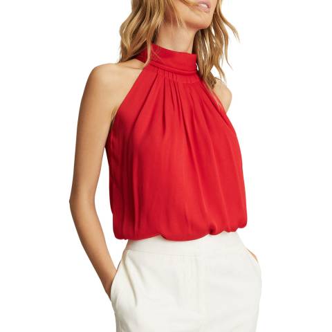 Reiss Red Daniella Ruched Top