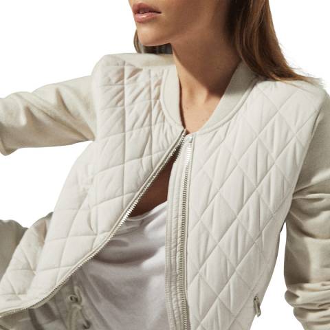 Reiss Neutral Ayla Quilted Hybrid Jacket