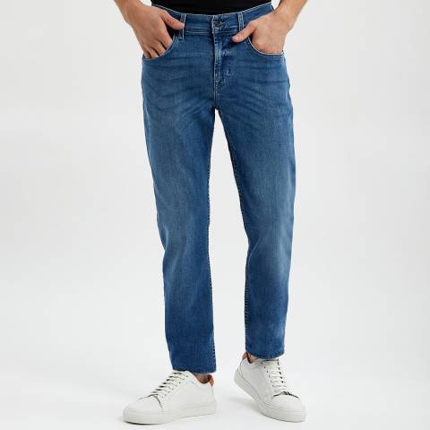 7 For All Mankind Blue Slimmy Tapered Comfort Stretch Jeans