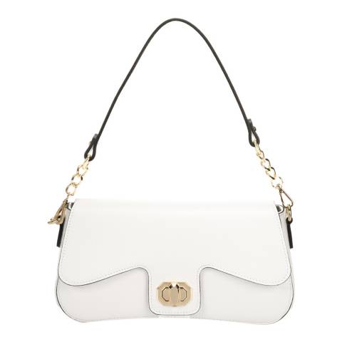Markese White Leather Top Handle Bag