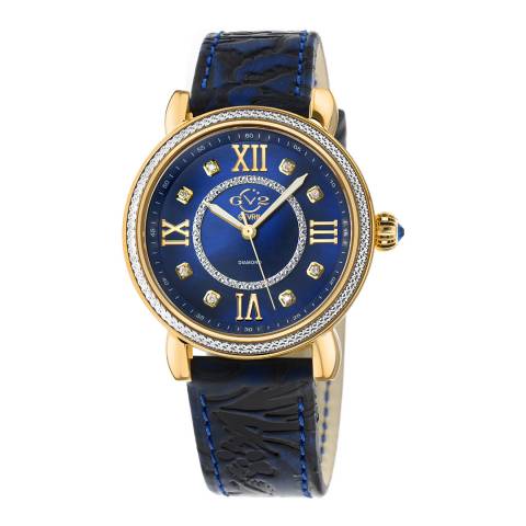 Gevril Women's Blue/Gold Marsala Leather Watch 37 Mm