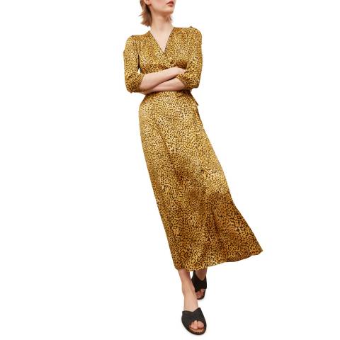 Gerard Darel Yellow Printed Midi Dress