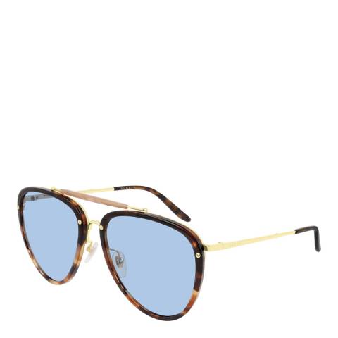 Gucci Men's Gold/Havana/Blue Gucci Sunglasses 58mm
