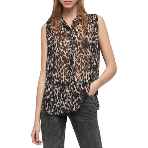 AllSaints Black Wing Leopard Print Shirt