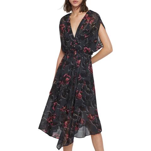 AllSaints Black Romina Rosalyn Floral Print Dress