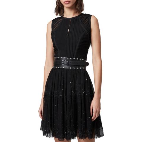 AllSaints Black Rochi Embellished Mini Dress
