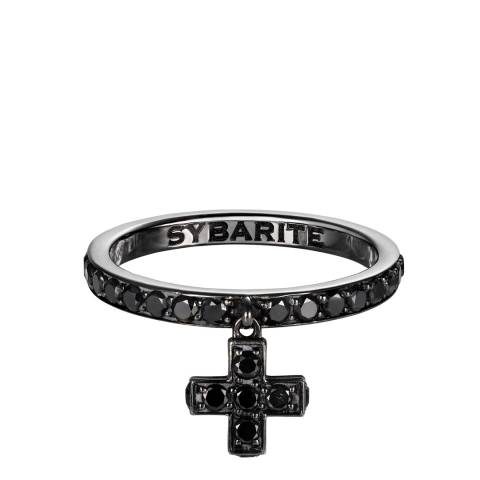 Sybarite 18ct Blackened Gold Cross Dangle Ring