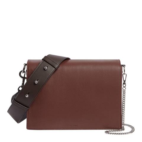 AllSaints Port Burgundy/Oxblood Zep Leather Box Bag