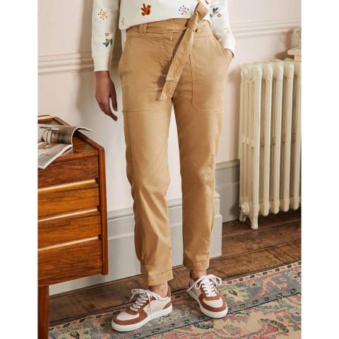 Boden Beige Belted Chino Trousers