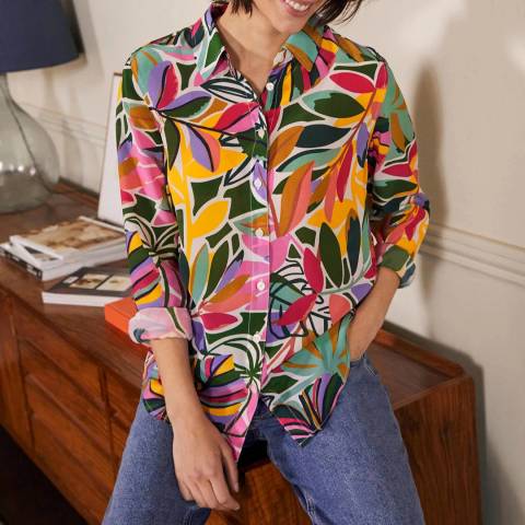 Boden Floral Print Silk Shirt