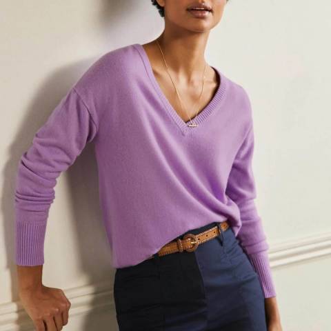 Boden Lilac Cashmere V neck Relaxed