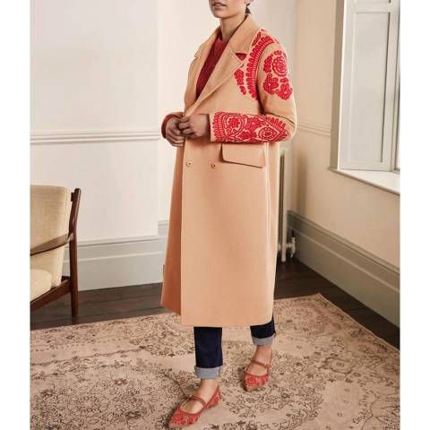 Boden Cecily Embroidered Wool Coat