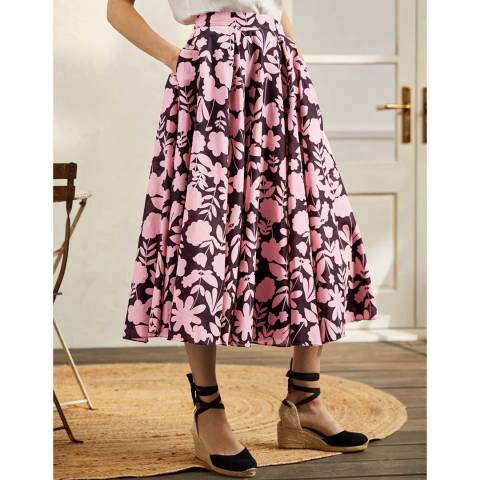Boden Floral Print Full Cotton Midi Skirt