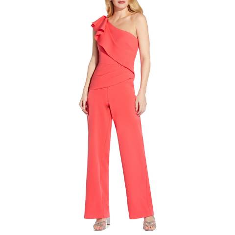 Adrianna Papell Coral Ruffle Draped Jumpsuit