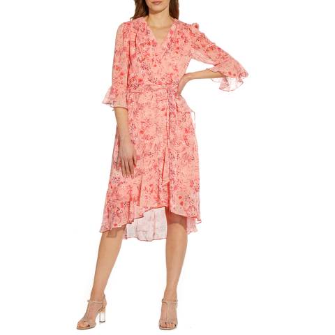 Adrianna Papell Pink Multi Floral Wrap Dress
