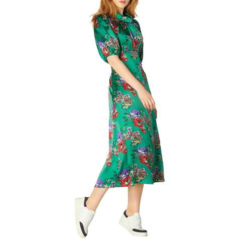 L K Bennett Green Floral Vita Silk Dress