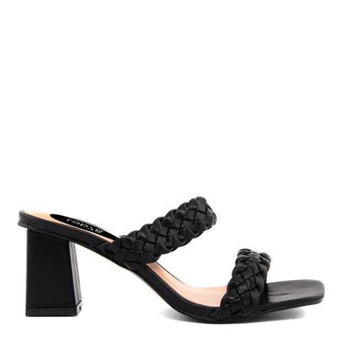 LAB78 Black Braided Double Strap Mules