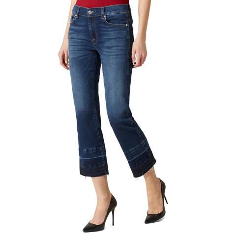 7 For All Mankind Dark Blue Bootcut Cropped Jeans