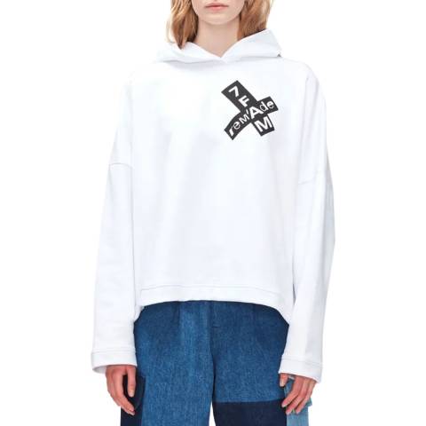 7 For All Mankind White Logo Cotton Hoodie