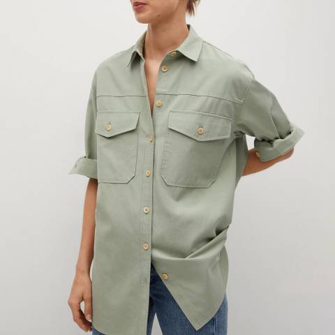 Mango Green Pocket Long Sleeve Overshirt