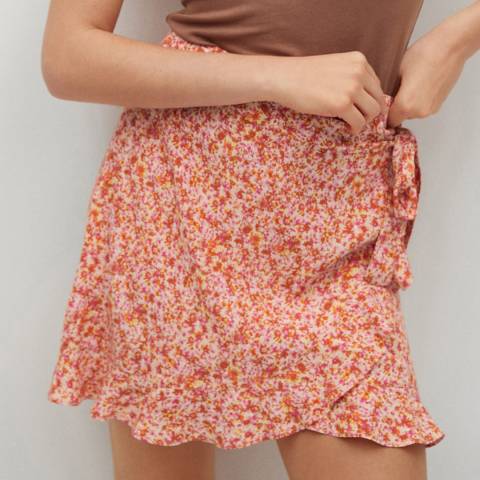 Mango Pink Wrap Floral Mini Skirt