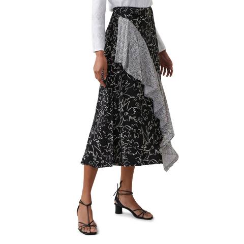 Great Plains Black Farrah Floral Midi Skirt