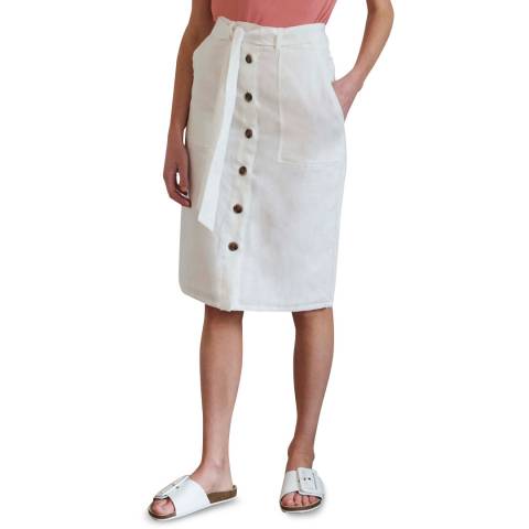 Great Plains White Solaro Cotton Linen Blend Skirt