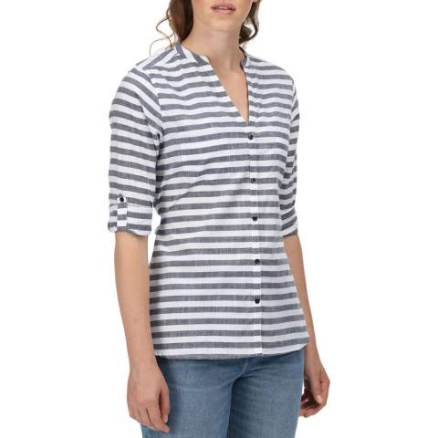 Regatta White/Navy Stripe Cotton Shirt