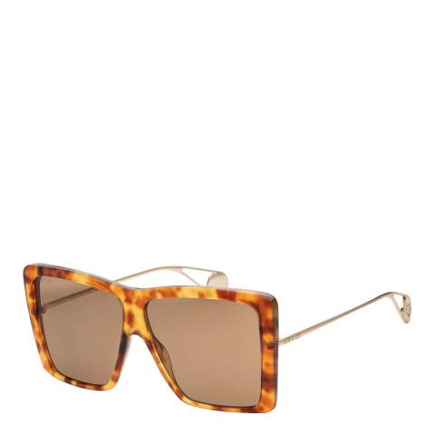 Gucci Women's Havana/Gold/Brown Gucci Sunglasses 61mm