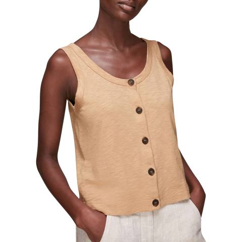 WHISTLES Sand Reversible Button Up Cotton Tank Top