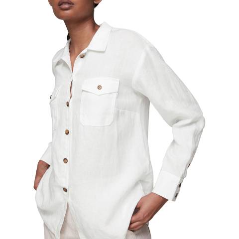 WHISTLES White Layla Linen Shirt