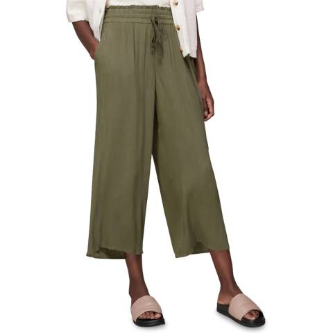 WHISTLES Khaki Textured Lightweight Trousers