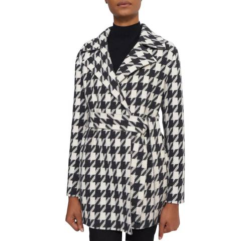 Theory White Print Belted Wool Blend Jacket