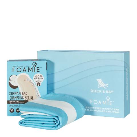 Dock & Bay Foamie Hair Wrap + Shampoo Bar Gift Box, Blue 