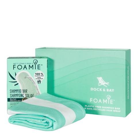 Dock & Bay Foamie Hair Wrap + Shampoo Bar Gift Box, Green 