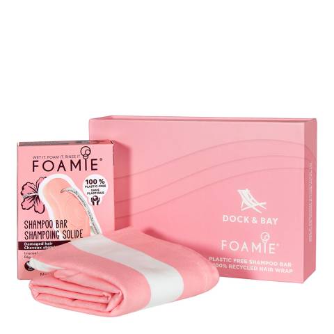 Dock & Bay Foamie Hair Wrap + Shampoo Bar Gift Box, Pink 