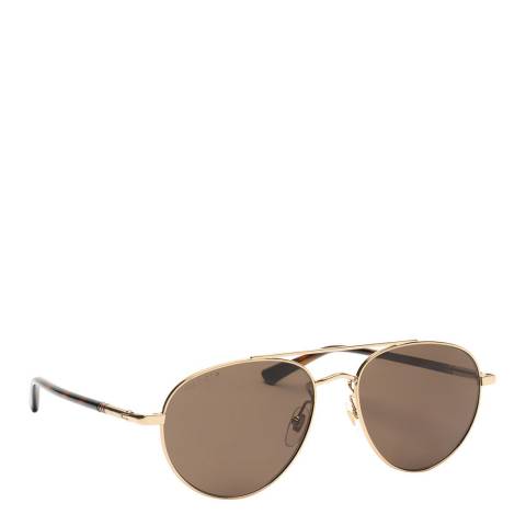Gucci Men's Havana/Gold Gucci Sunglasses 56mm