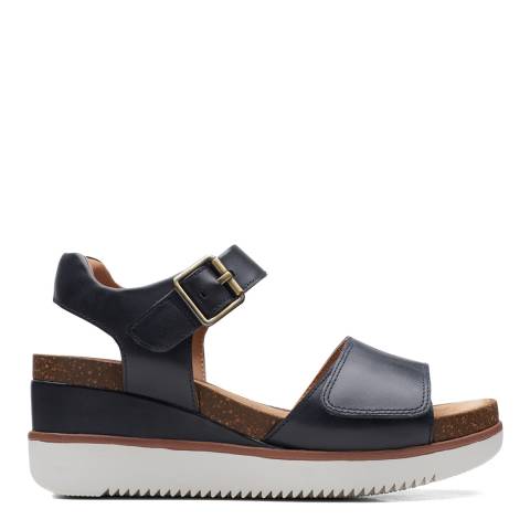 Clarks Navy Leather Lizby Strap Sandals