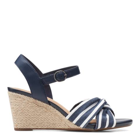 Clarks Navy Margee Gracie Wedge Sandals