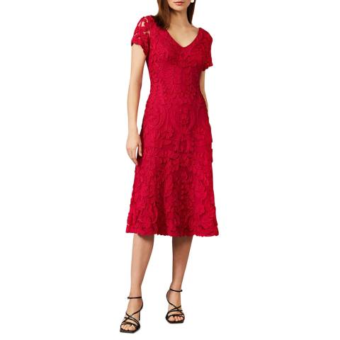 Phase Eight Red Blossom Tapework Dress 