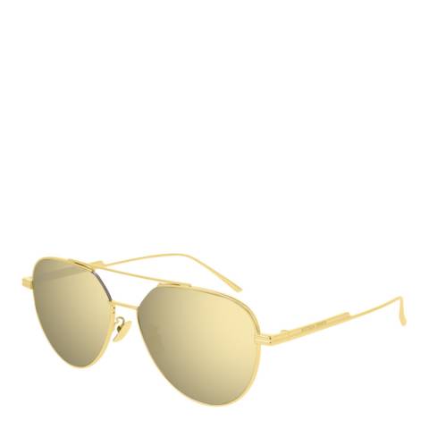 Bottega Veneta Unisex Gold Bottega Veneta Sunglasses 57mm