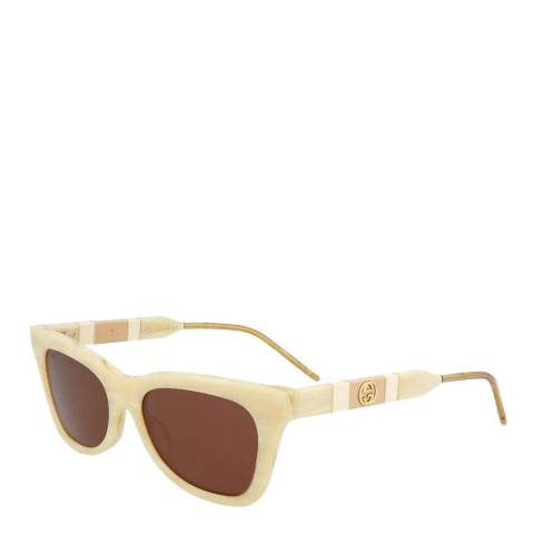 Gucci Women's Shiny Beige Gucci Sunglasses 53mm