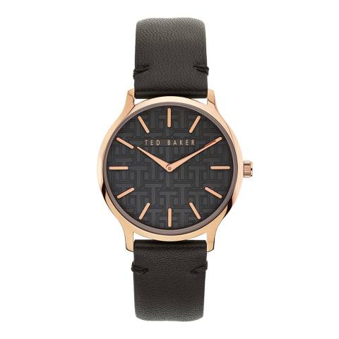 Ted Baker Black Poppiey Embossed Leather Strap Watch