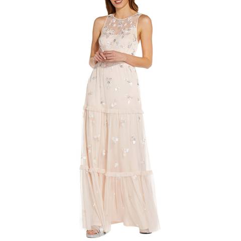 Adrianna Papell Beaded Tiered Gown
