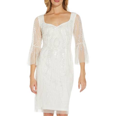 Adrianna Papell Ivory Beaded Mesh Gown