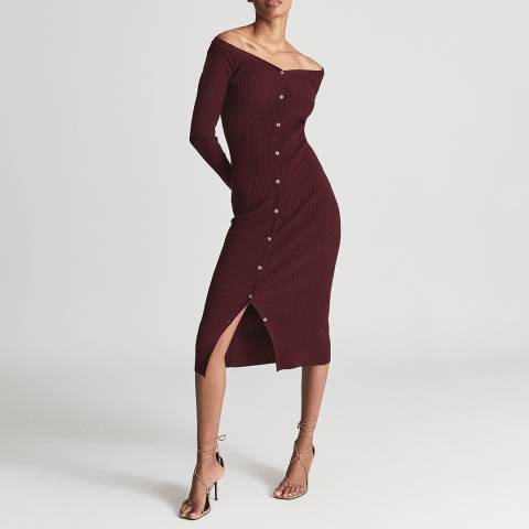 Reiss Berry Camille Knitted Bodycon Midi Dress